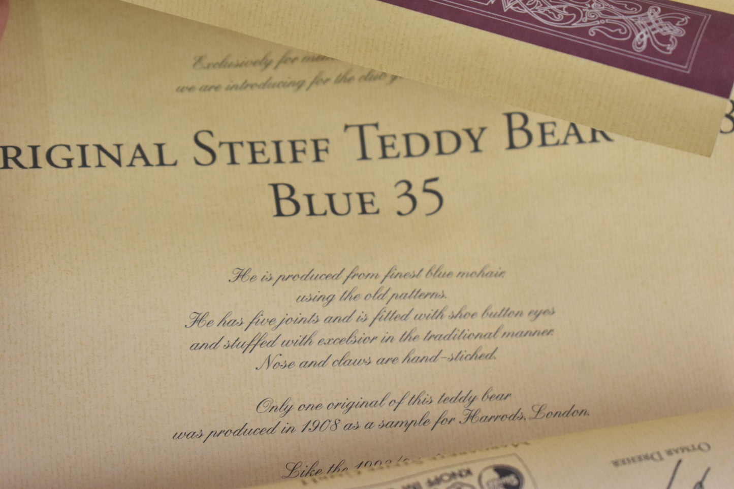 Steiff Club Edition Bear 1994 – 1908 Replica Blue – Limited Edition 420047