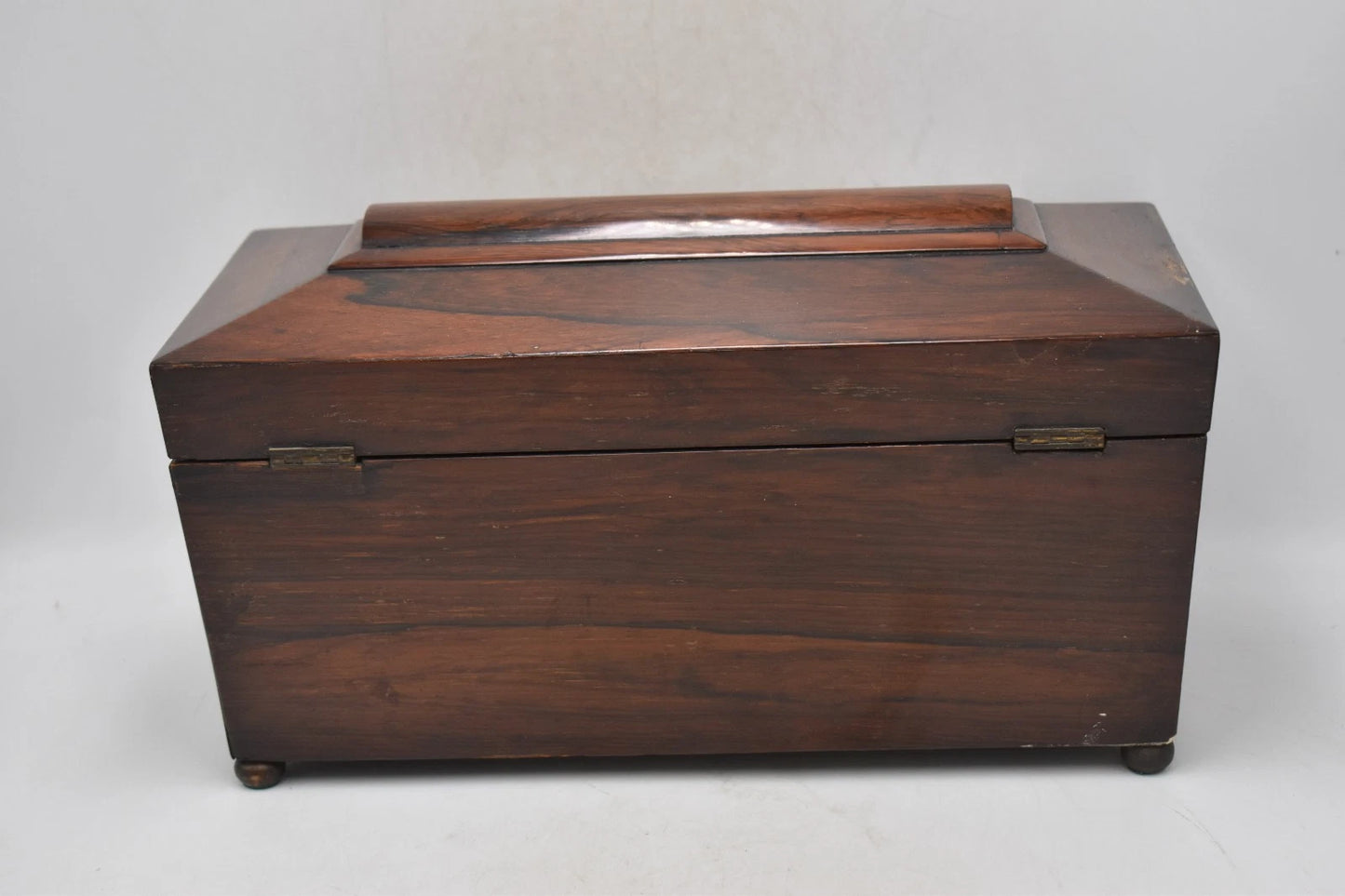 Antique Victorian Rosewood Tea Caddy Sarcophagus Box – 31x14x15cm