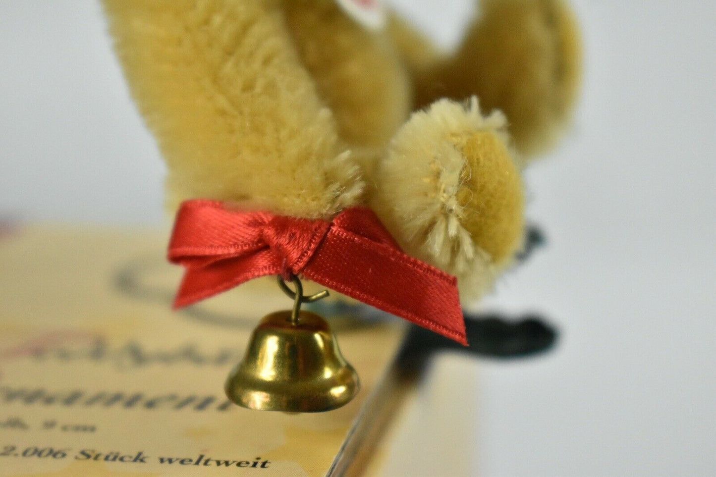 Steiff 2006 Christmas Bear With Bell Clip On Tree Ornament Retired 037399