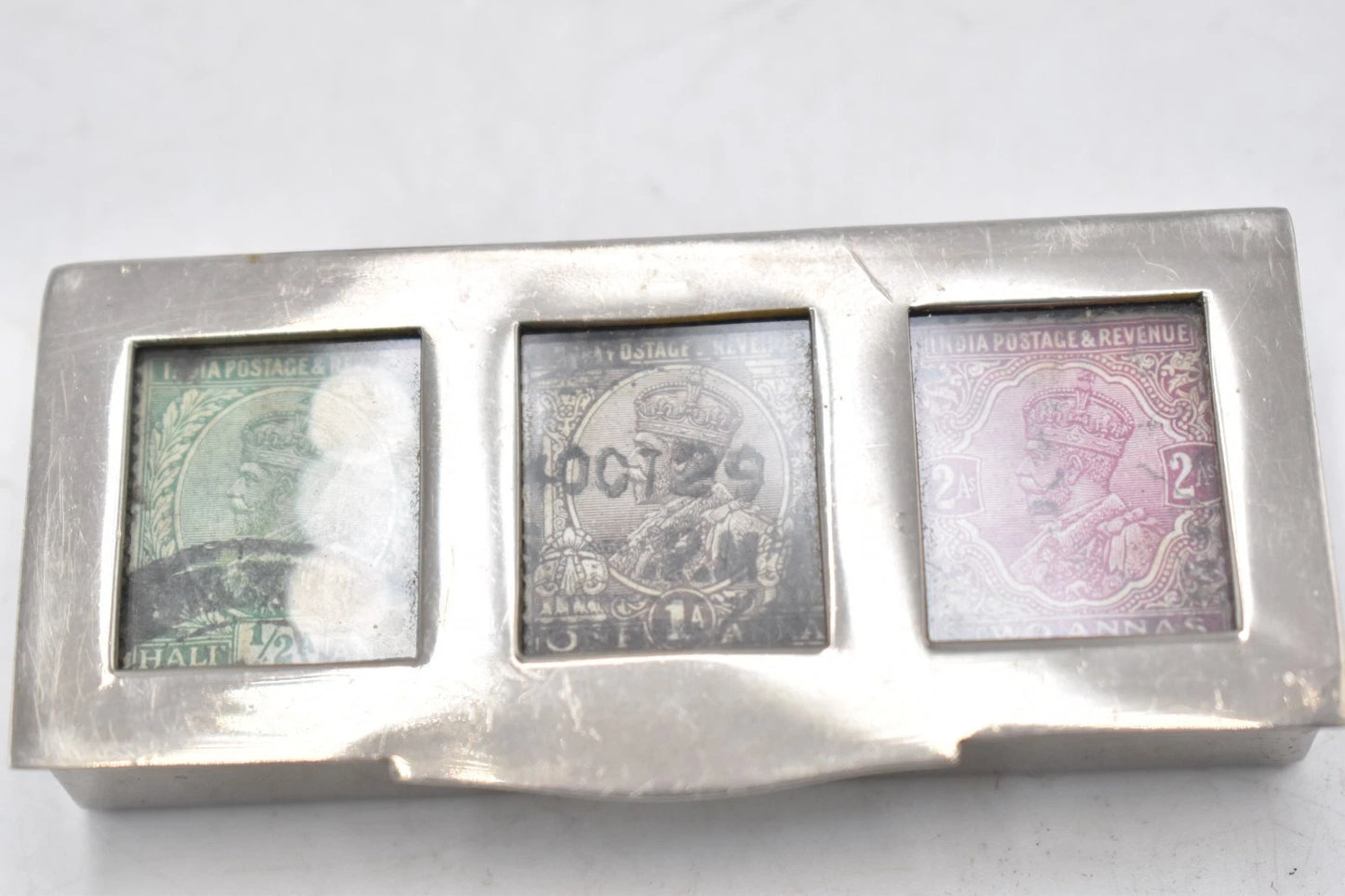 Antique Silver Plated Inter-War Triple Stamp Box