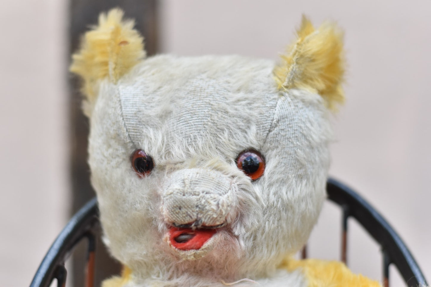Vintage 1950s Tara Toys Mohair Teddy Bear 38cm, Laughing Teddy Bear Open Mouth