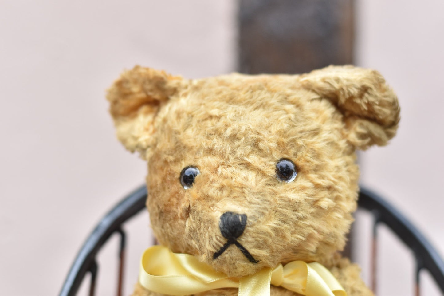 Vintage 1950s European Silk Plush Teddy Bear 32cm, Glass Eyes, Collectible