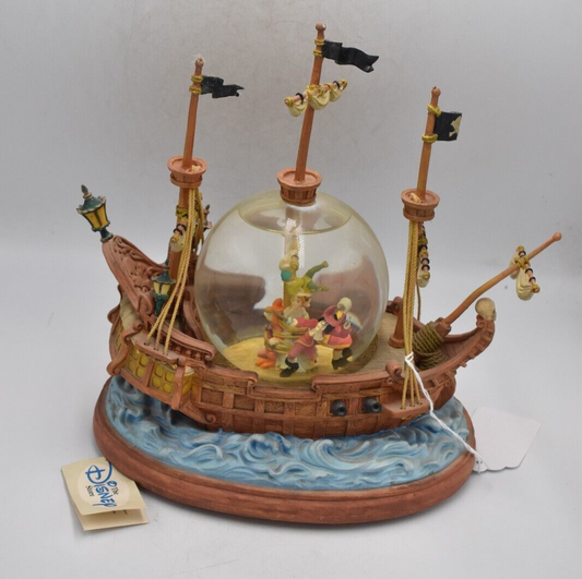 Disney "You Can Fly" Peter Pan & Captain Hook Pirate Ship Musical Snow Globe
