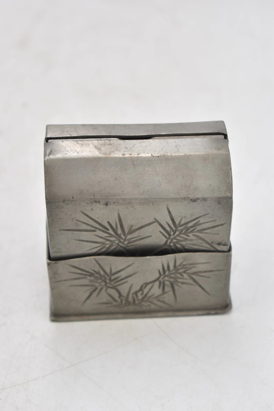 Antique Chinese Kut Hing Pewter Swatow Box Cutting / Dispenser 9cm