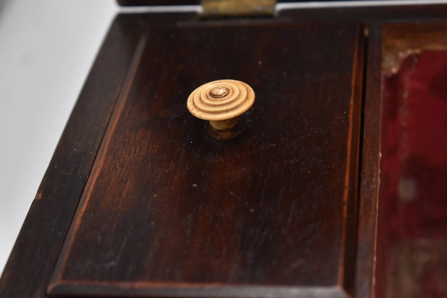 Antique Victorian Rosewood Tea Caddy Sarcophagus Box – 31x14x15cm