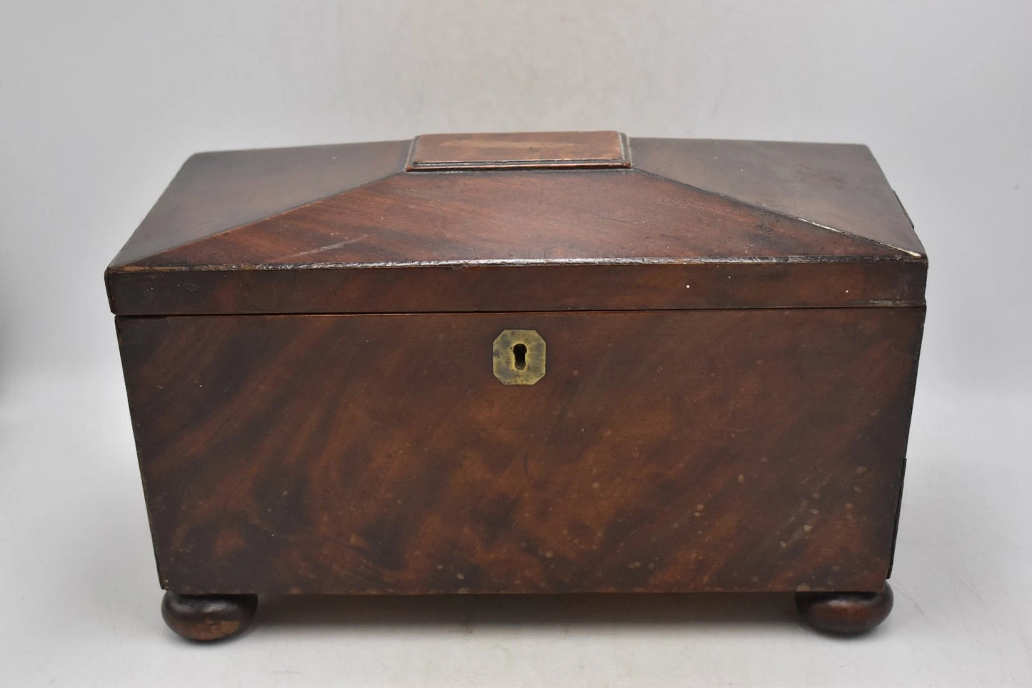 Antique Victorian Rosewood Tea Caddy Sarcophagus Box 30cm x 17cm x 16cm