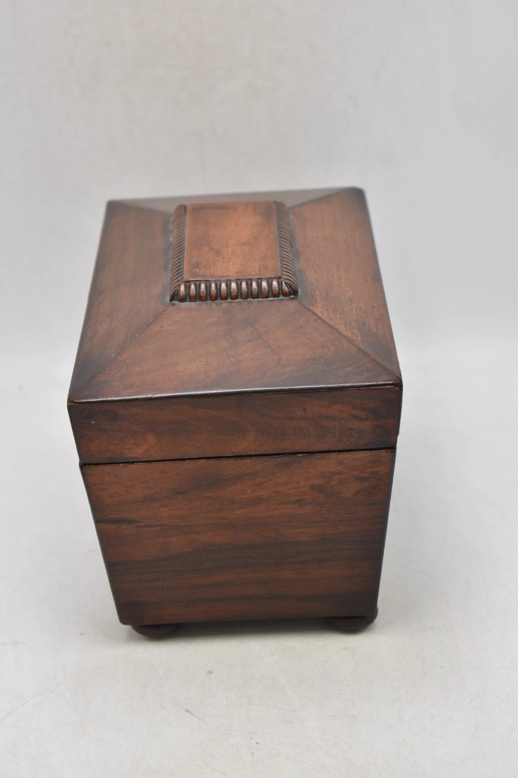 Antique Rosewood Tea Caddy Sarcophagus Shaped 23cm x 12.5cm x 11.5cm