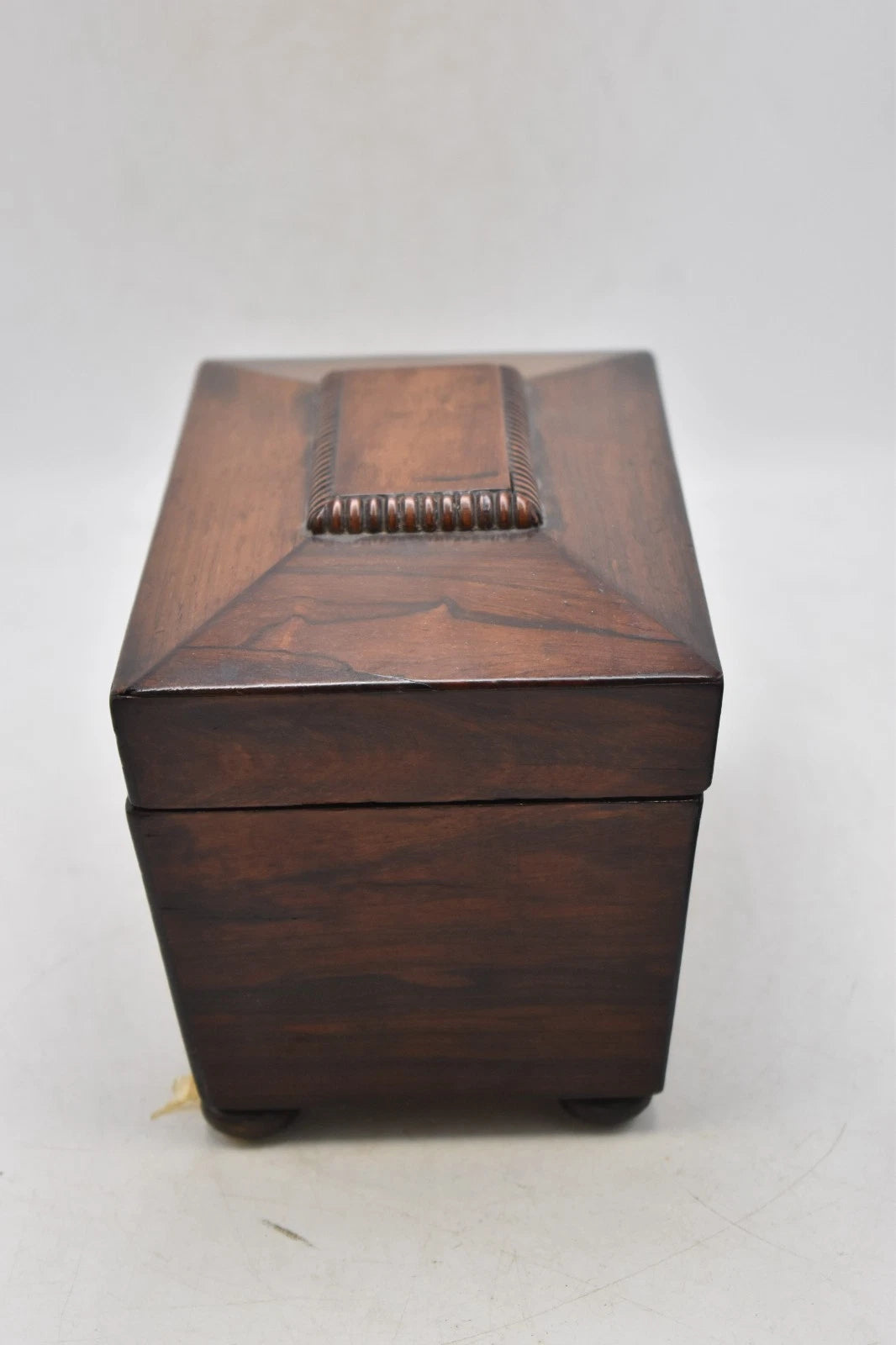 Antique Rosewood Tea Caddy Sarcophagus Shaped 23cm x 12.5cm x 11.5cm