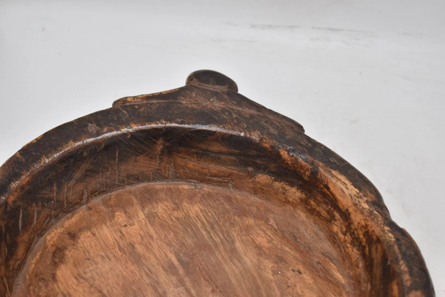 Antique Wooden Round Dough Kneading Parat Bowl – Hand Carved, Original, 40cm