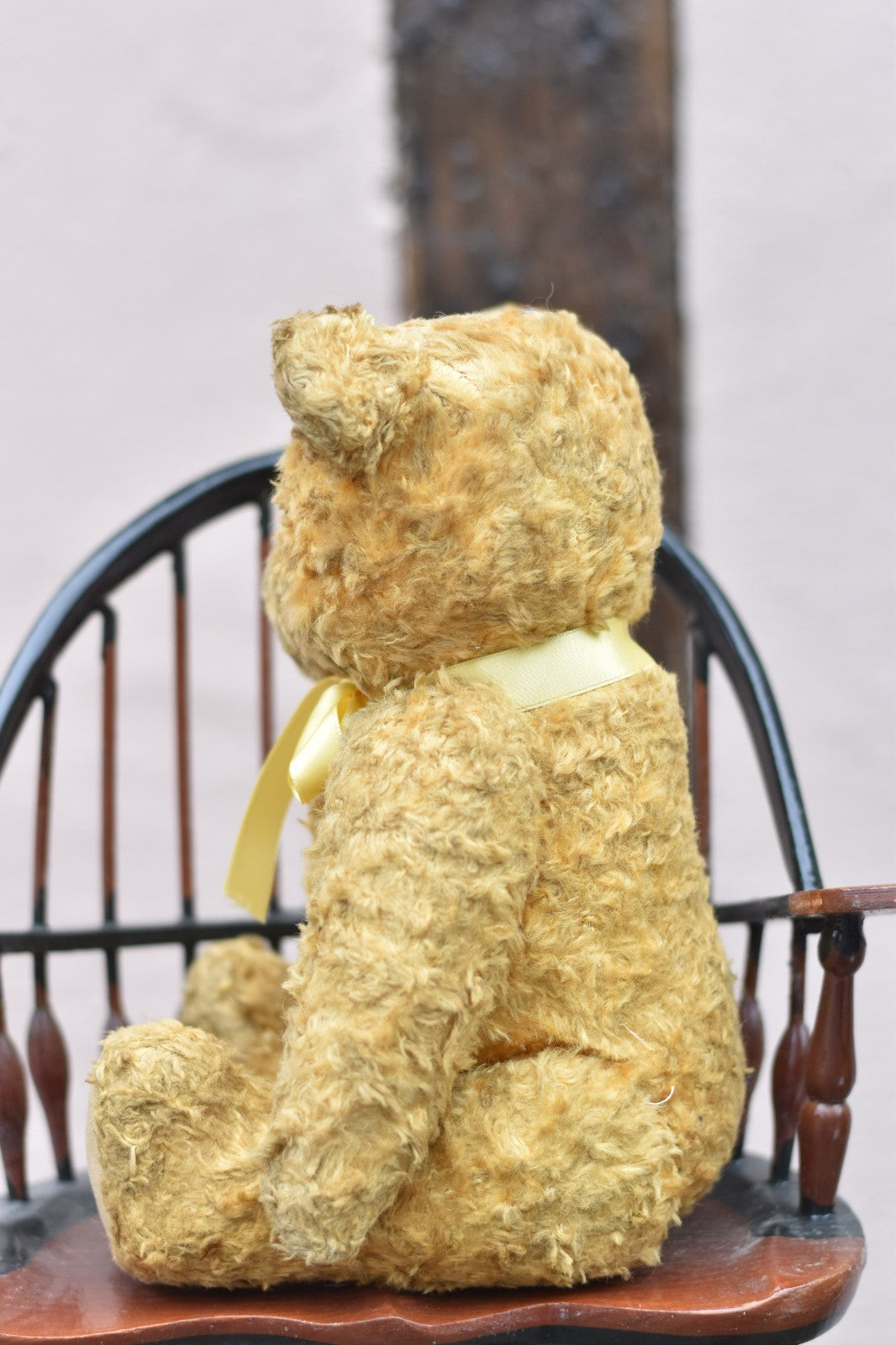 Vintage 1950s European Silk Plush Teddy Bear 32cm, Glass Eyes, Collectible