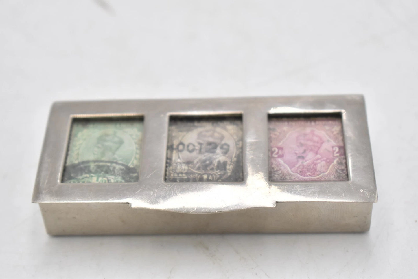 Antique Silver Plated Inter-War Triple Stamp Box