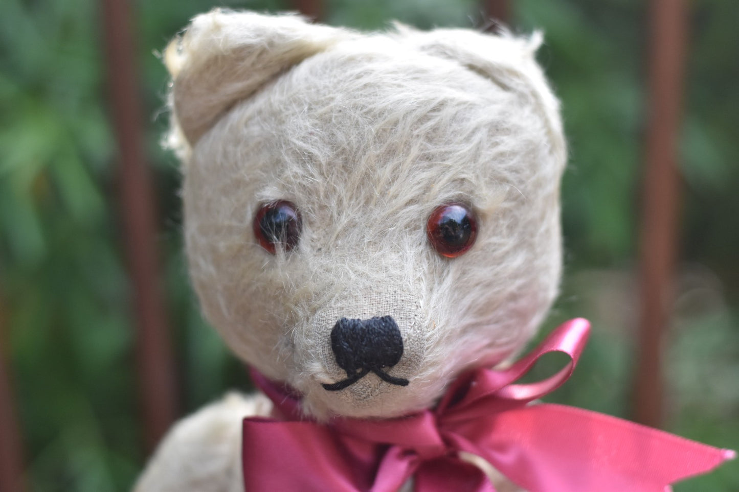 Vintage 1930s English Mohair Teddy Bear 30cm, Fully Jointed, Glass Eyes, Rexine