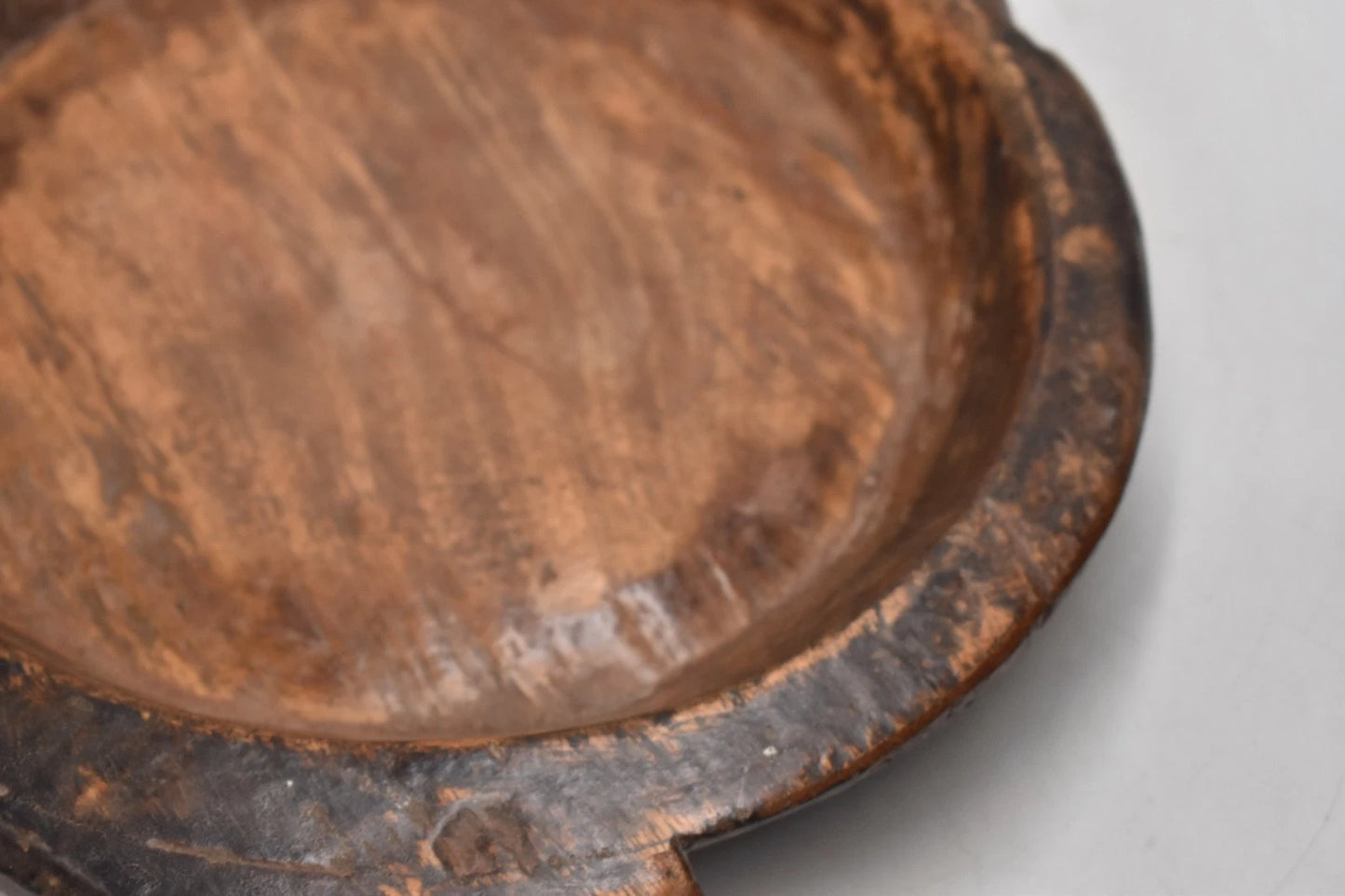 Antique Wooden Round Dough Kneading Parat Bowl – Hand Carved, Original, 40cm