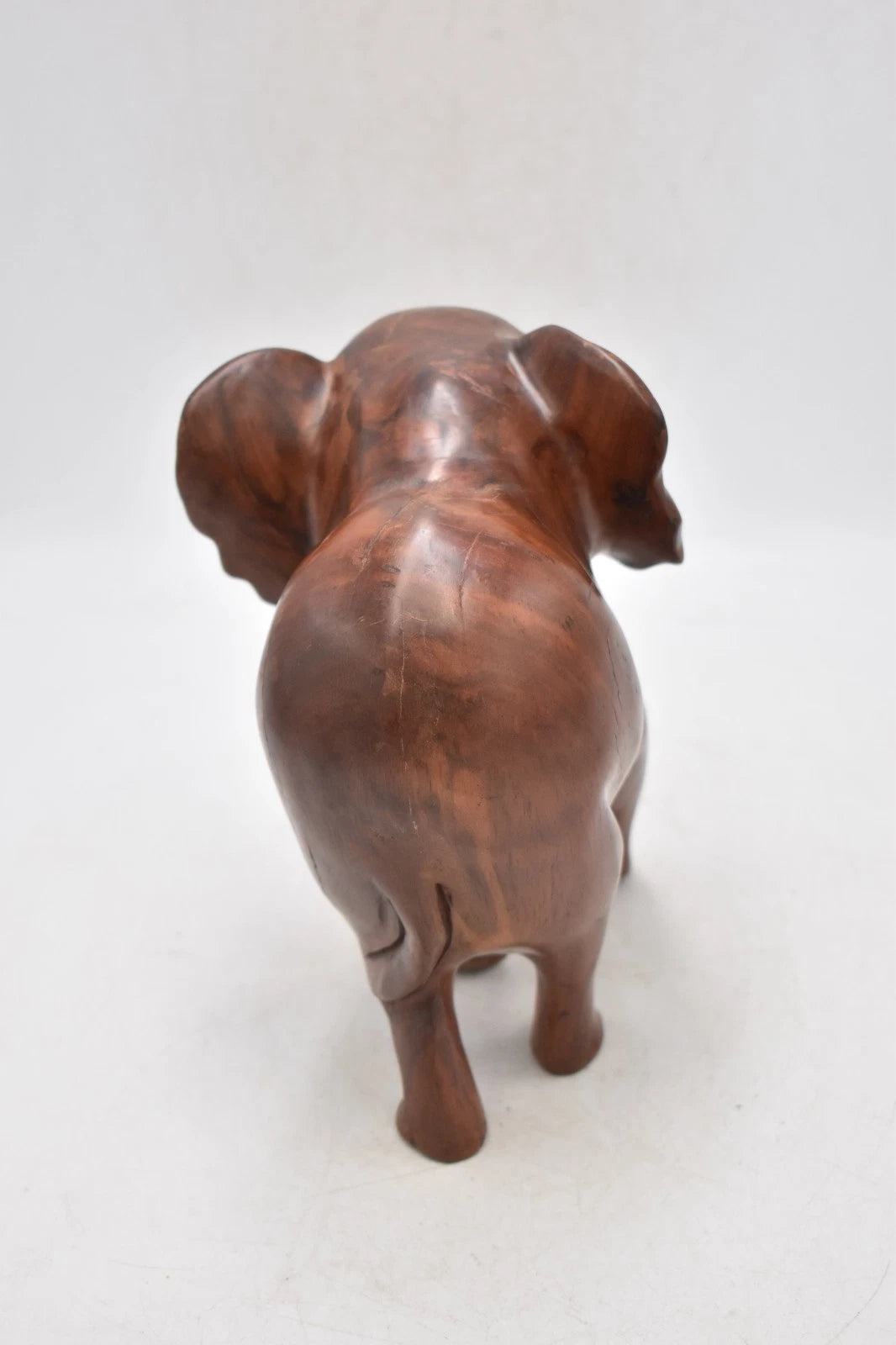 Antique Teak Wooden Elephant Statue Figurine Hand Carved 18cm