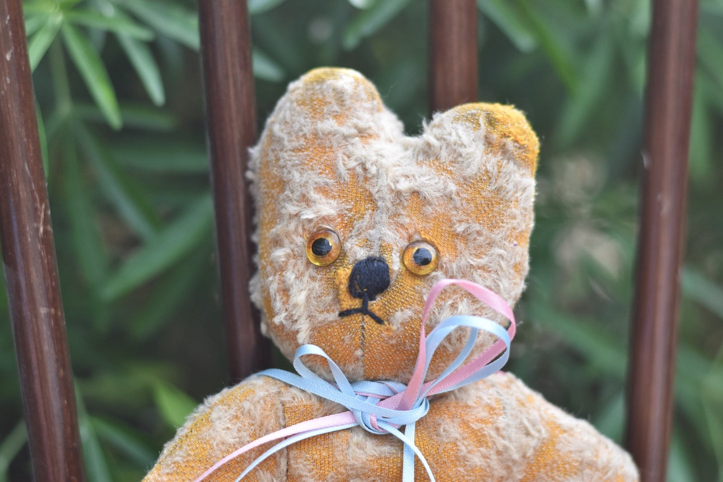 Vintage 1940s Mohair Teddy Bear 26cm, Non-Jointed, Collectible Antique Plush