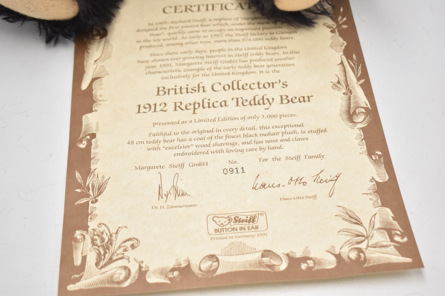 Steiff British Collector’s Bear Titanic Replica 1912 Limited Edition 406829