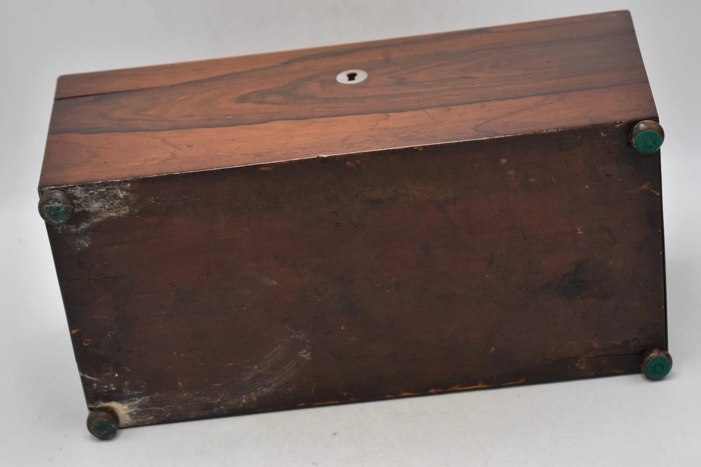 Antique Victorian Rosewood Tea Caddy Sarcophagus Box – 31x14x15cm