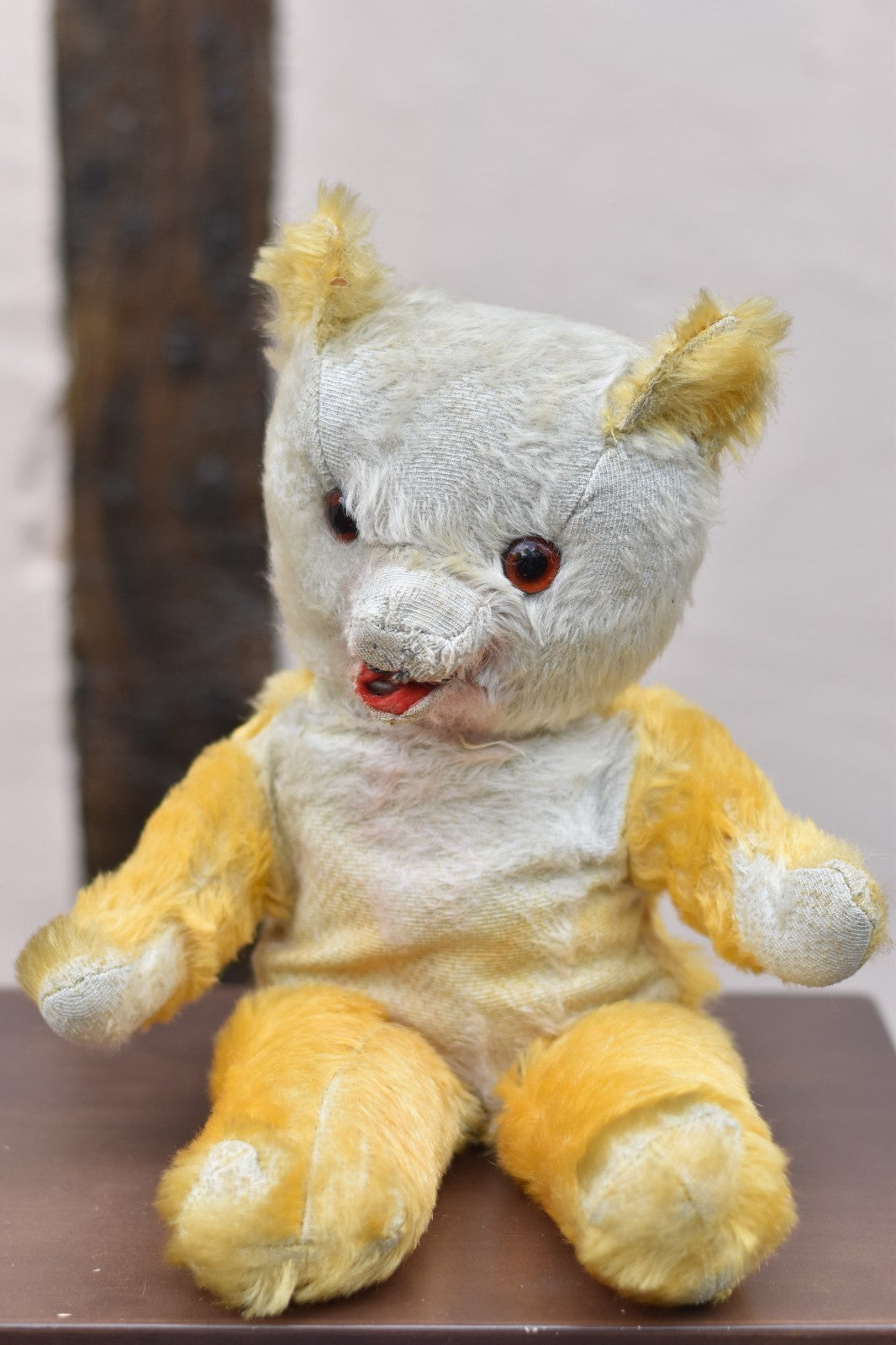 Vintage 1950s Tara Toys Mohair Teddy Bear 38cm, Laughing Teddy Bear Open Mouth