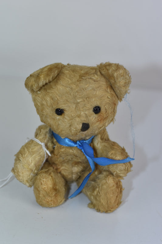 Vintage 1960s European Silk Plush Teddy Bear Jointed Arms & Legs, 15cm
