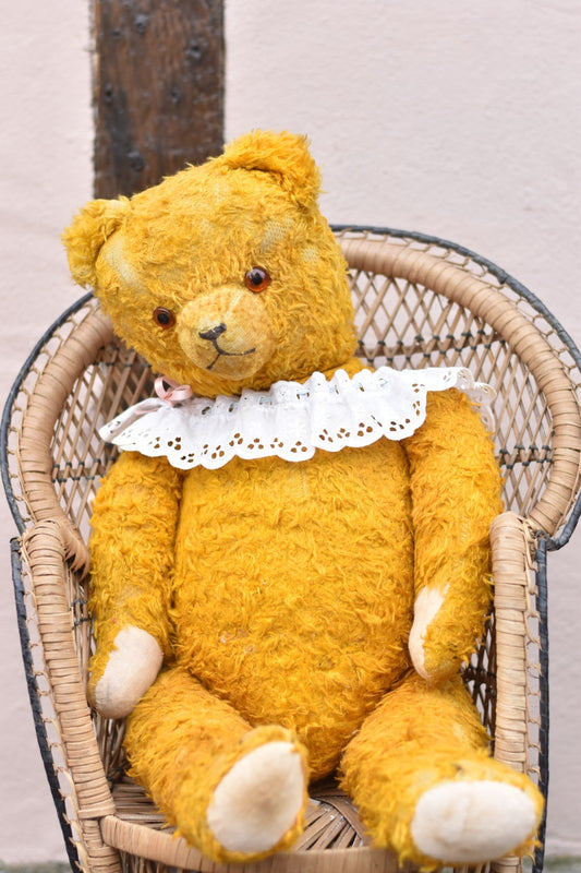 Vintage 1930s German Silk Plush Teddy Bear 52cm, Fully Jointed, Collectible