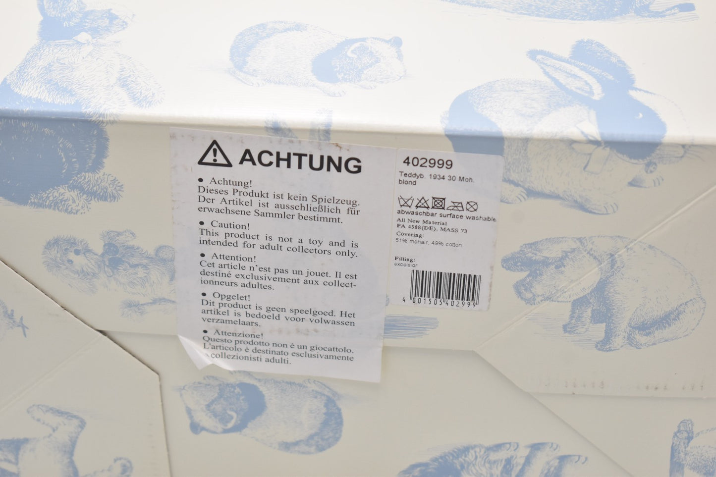 Steiff 2012 Teddy Bear Replica 1934 – 402999 – Limited Edition #90/1000 – Mohair