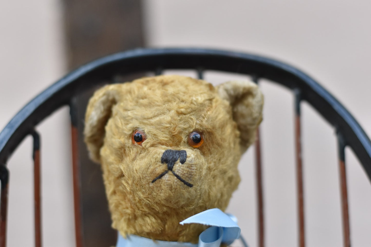 Vintage 1950s European Silk Plush Teddy Bear 26cm, Glass Eyes, Collectible