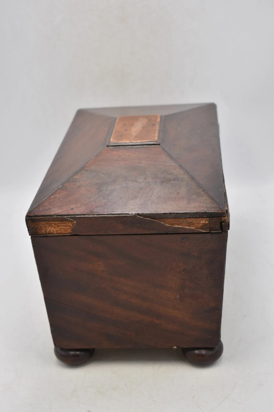 Antique Victorian Rosewood Tea Caddy Sarcophagus Box 30cm x 17cm x 16cm