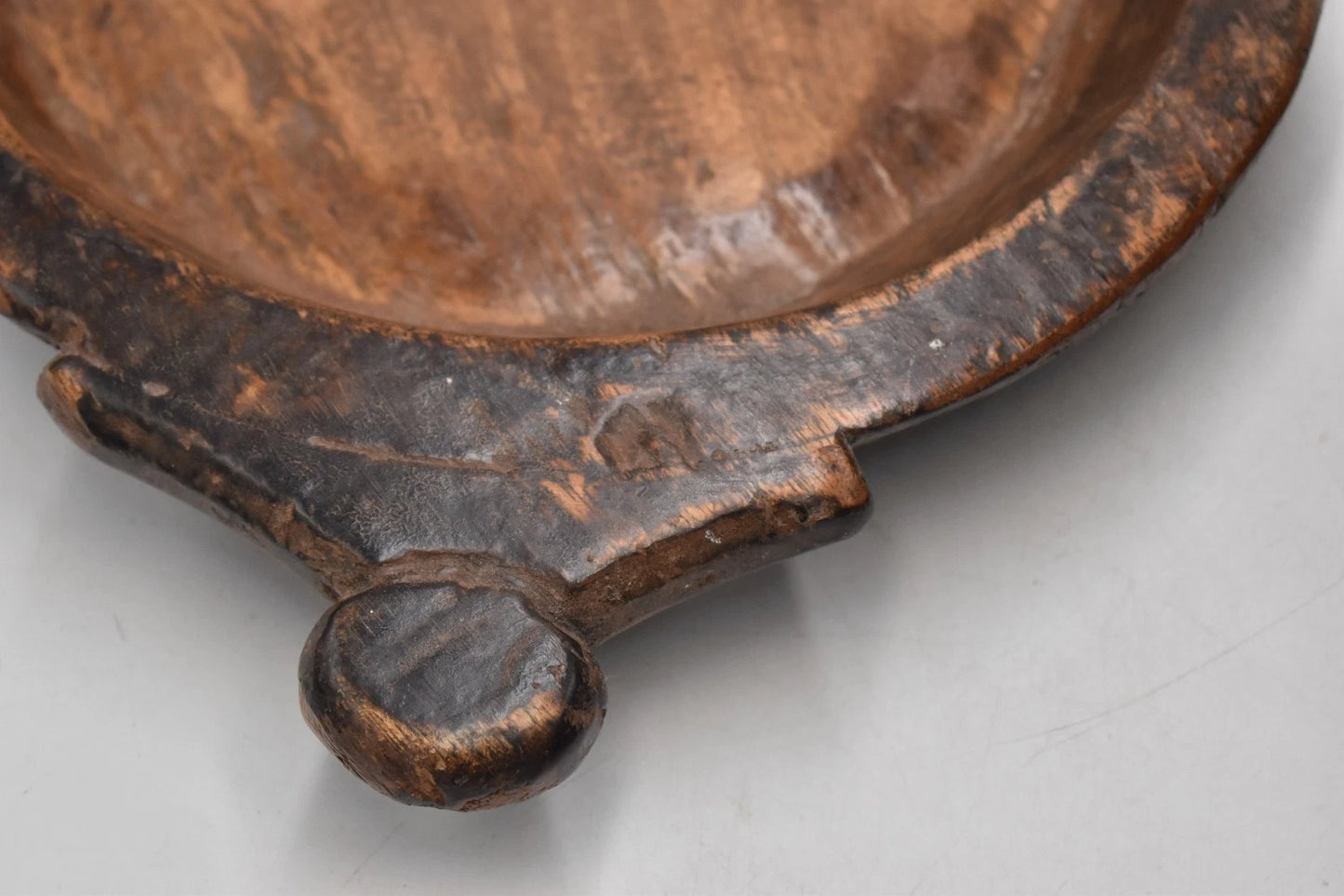 Antique Wooden Round Dough Kneading Parat Bowl – Hand Carved, Original, 40cm