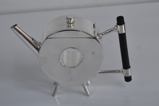 Christopher Dresser Silver Plated Polo Style Spherical Teapot Art Deco Stamped