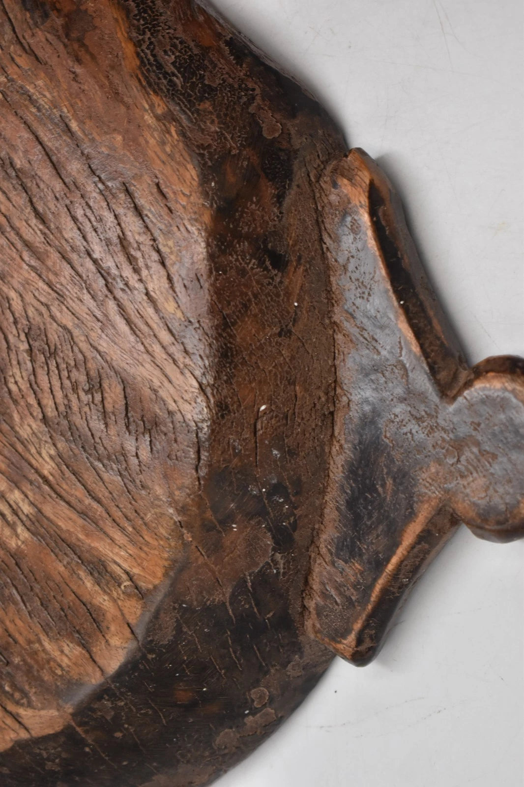 Antique Wooden Round Dough Kneading Parat Bowl – Hand Carved, Original, 40cm