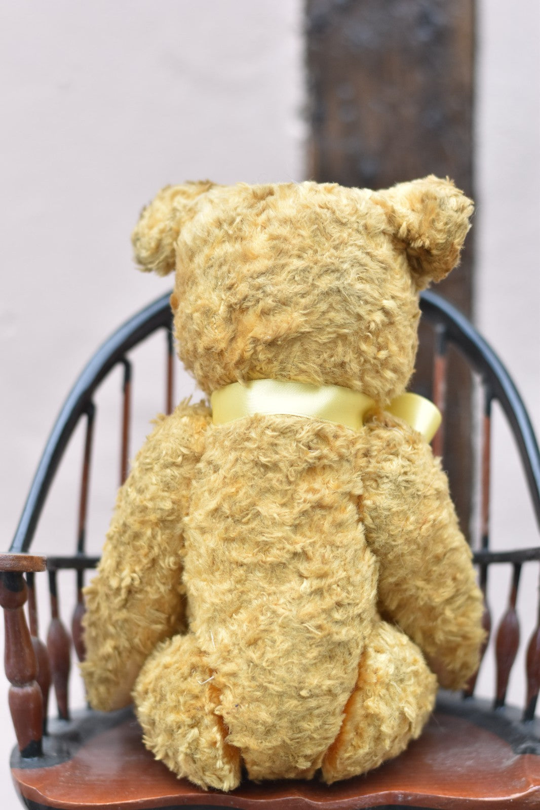 Vintage 1950s European Silk Plush Teddy Bear 32cm, Glass Eyes, Collectible