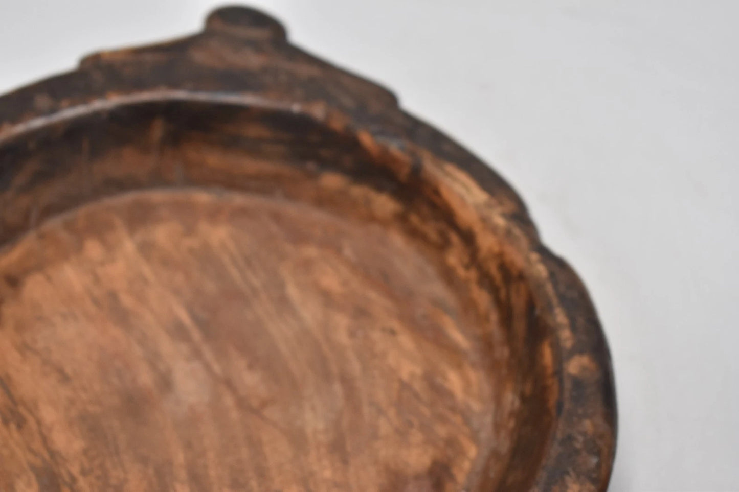 Antique Wooden Round Dough Kneading Parat Bowl – Hand Carved, Original, 40cm