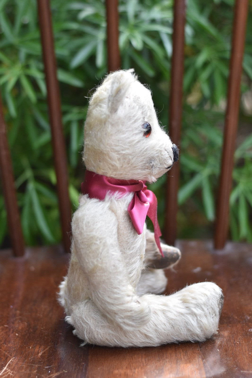 Vintage 1930s English Mohair Teddy Bear 30cm, Fully Jointed, Glass Eyes, Rexine
