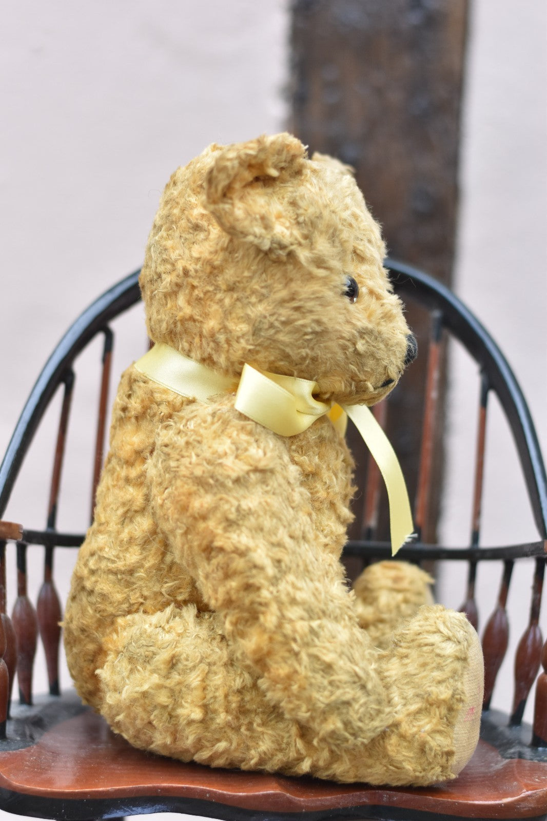 Vintage 1950s European Silk Plush Teddy Bear 32cm, Glass Eyes, Collectible
