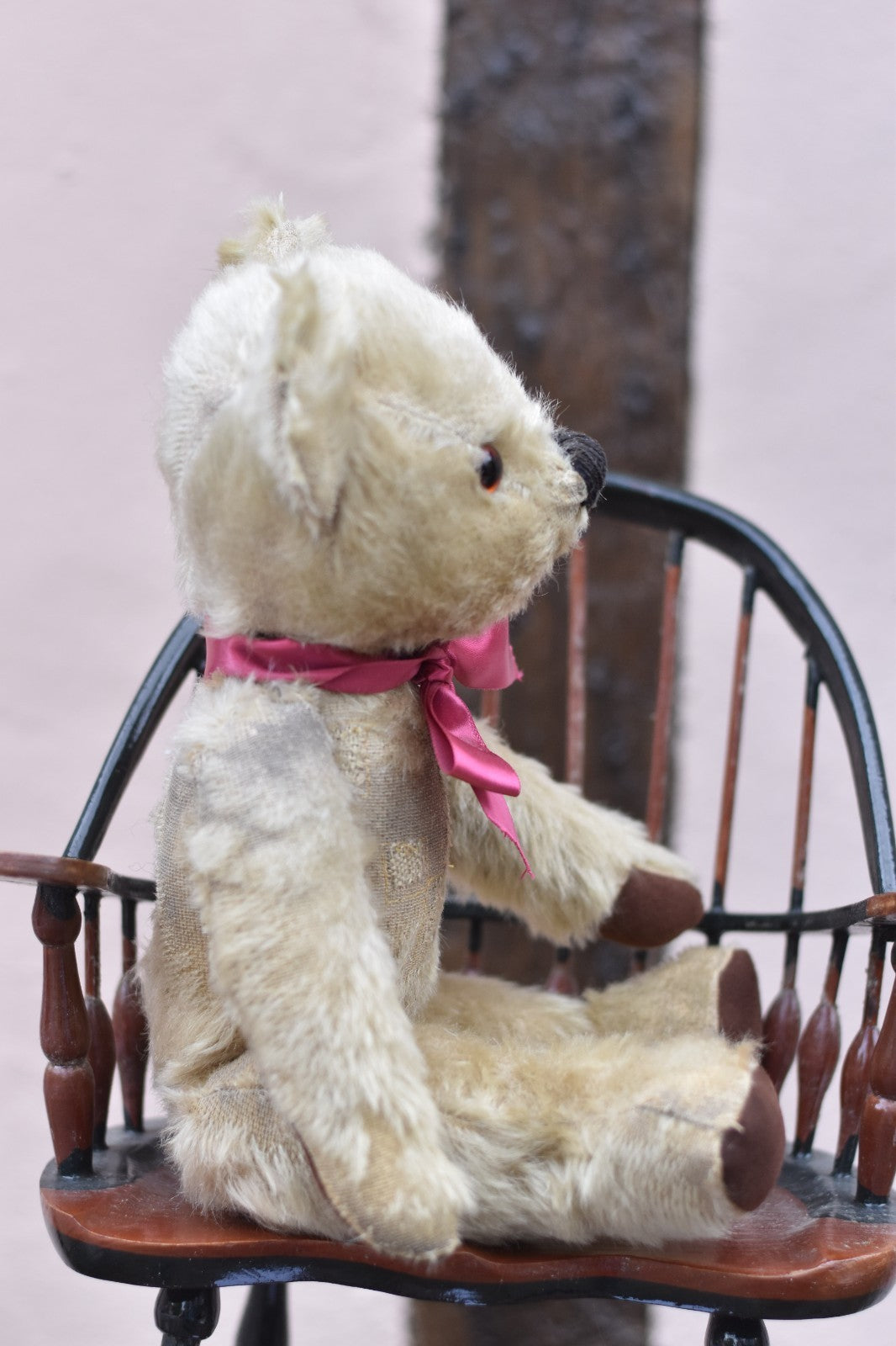 Vintage 1940s English Mohair Teddy Bear 34cm, Fully Jointed, Glass Eyes