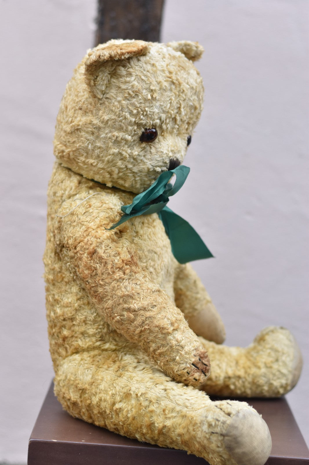 Vintage 1950s Large European Silk Plush Teddy Bear 60cm, Glass Eyes