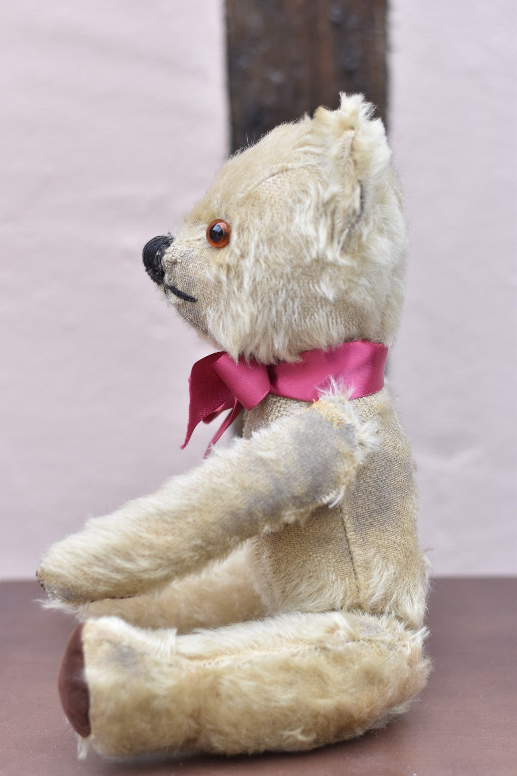 Vintage 1940s English Mohair Teddy Bear 34cm, Fully Jointed, Glass Eyes