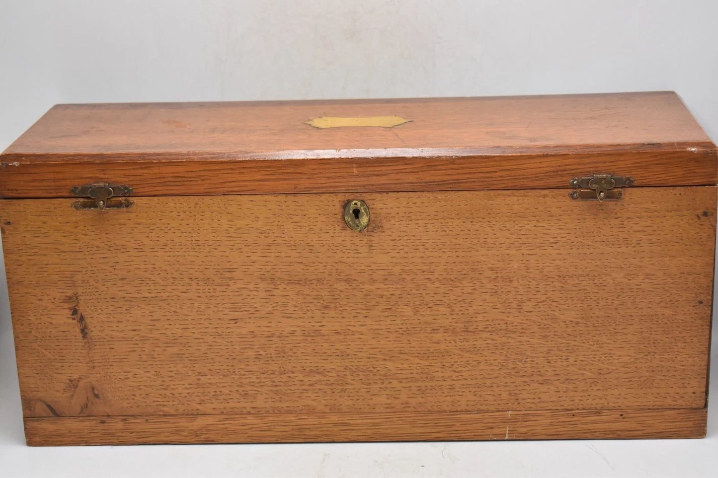 Antique Edwardian Oak Officers Military Campaign Storage Work Box