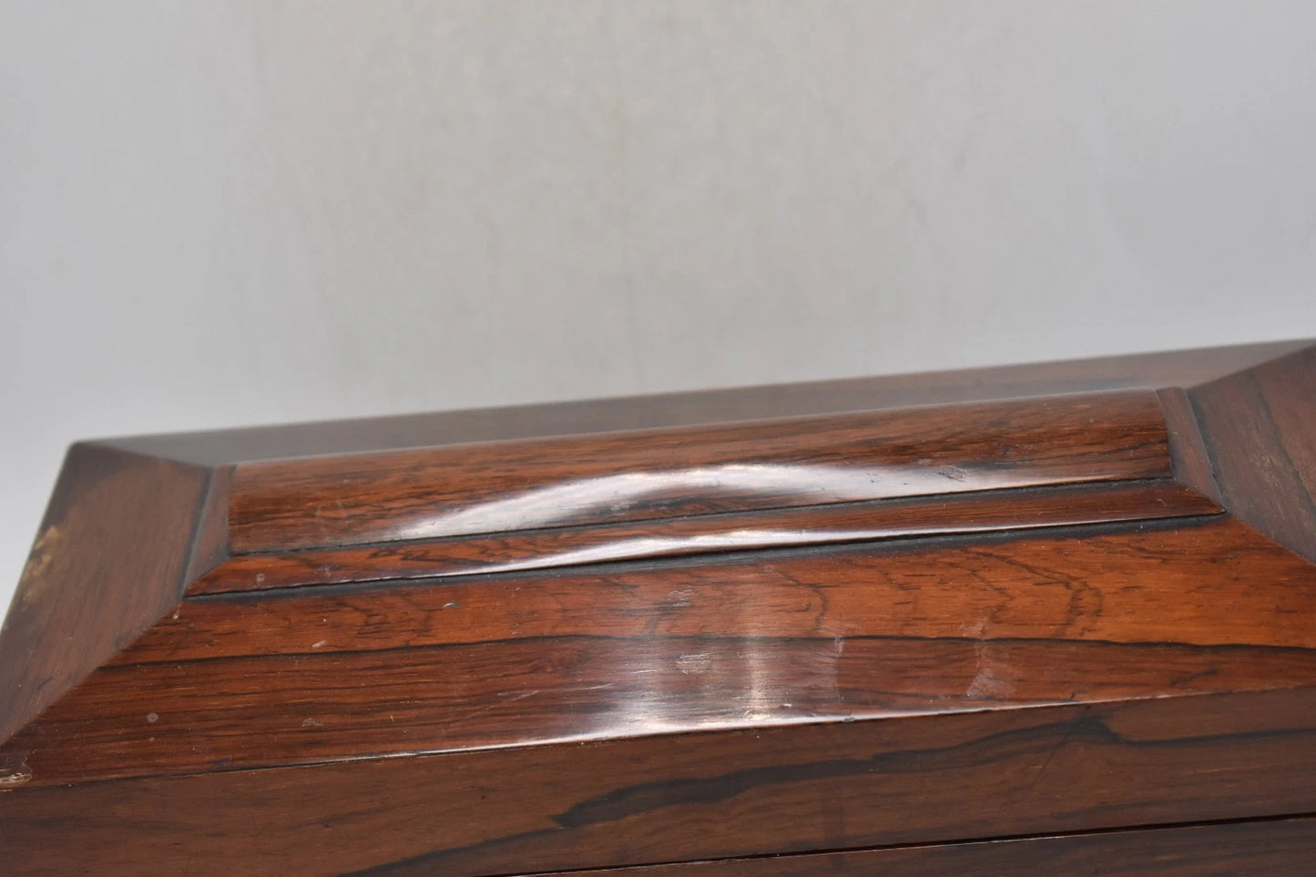 Antique Victorian Rosewood Tea Caddy Sarcophagus Box – 31x14x15cm