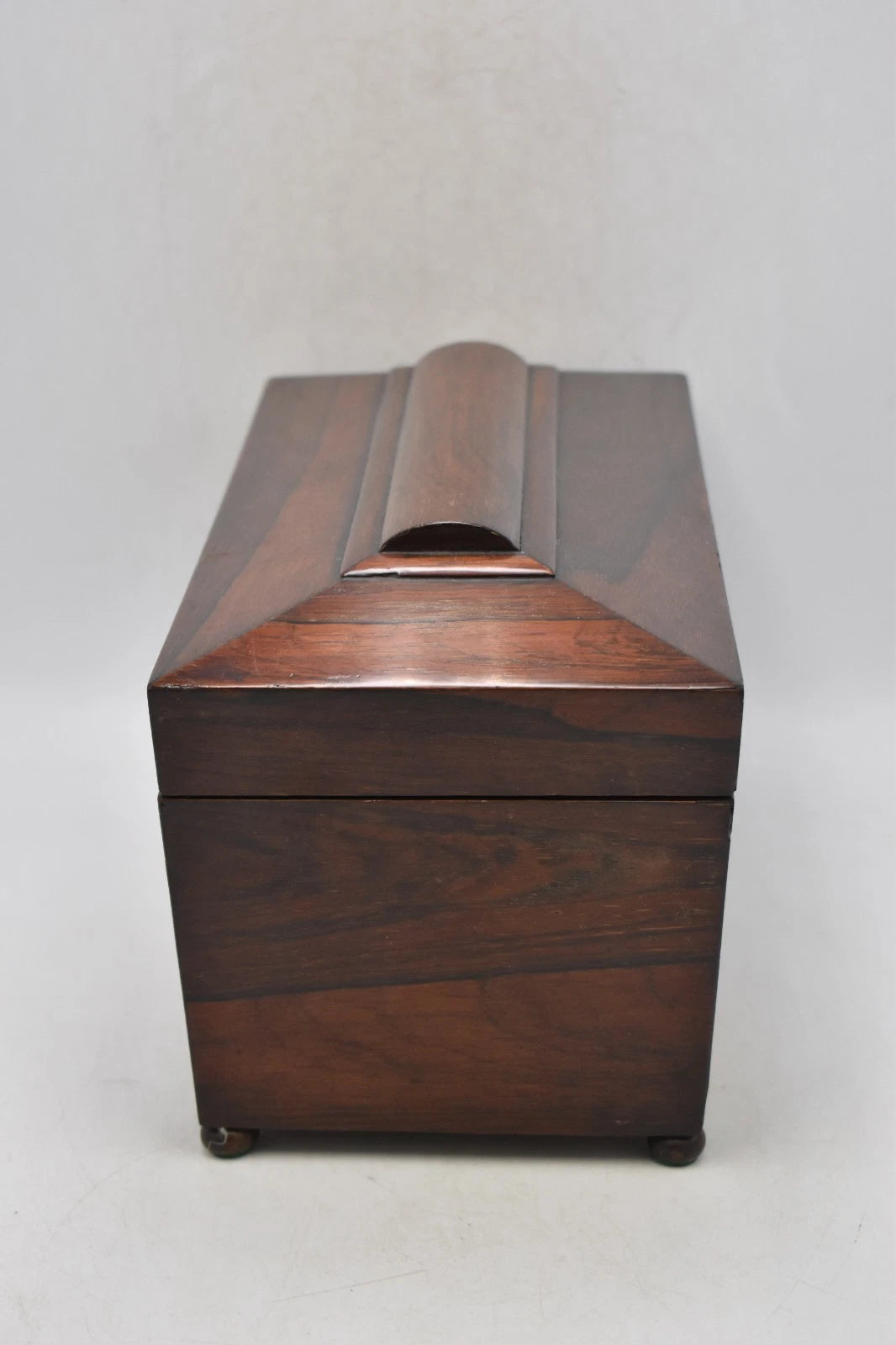 Antique Victorian Rosewood Tea Caddy Sarcophagus Box – 31x14x15cm