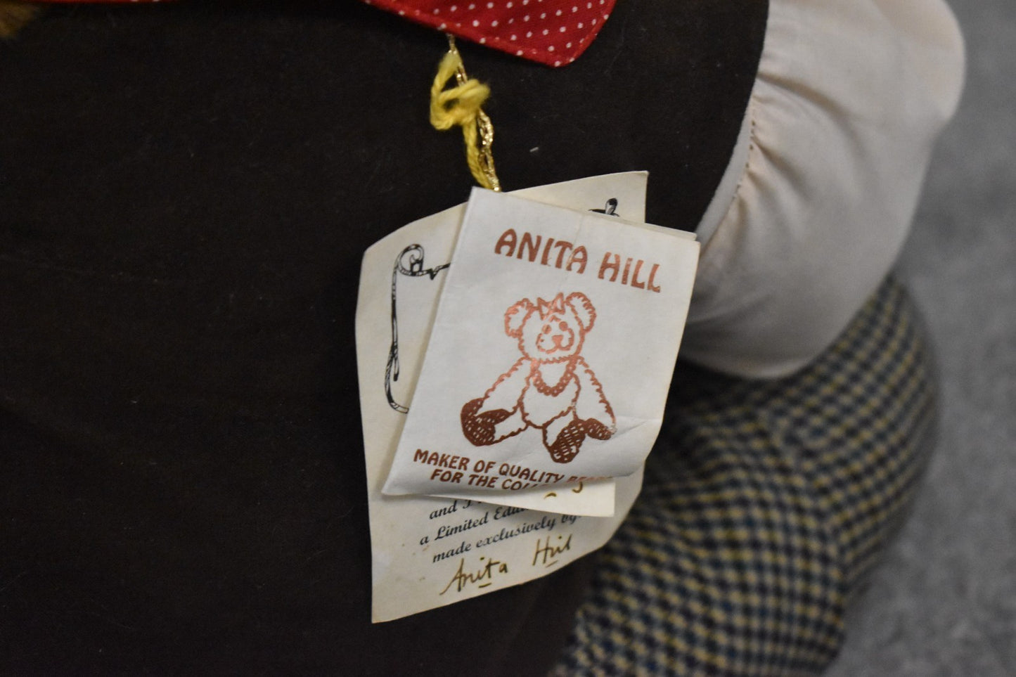 Anita Hill Artist Teddy Bear “Billy Bookworm” OOAK – 70cm Mohair – Fully Jointed