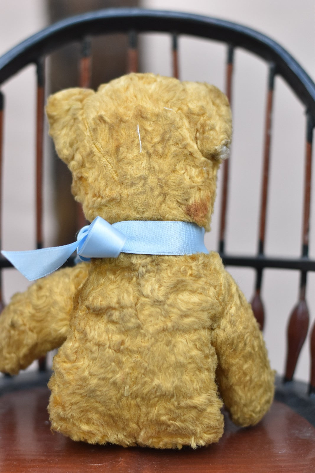 Vintage 1950s European Silk Plush Teddy Bear 26cm, Glass Eyes, Collectible