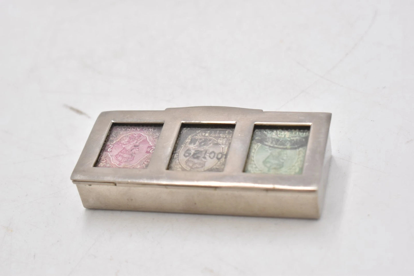 Antique Silver Plated Inter-War Triple Stamp Box