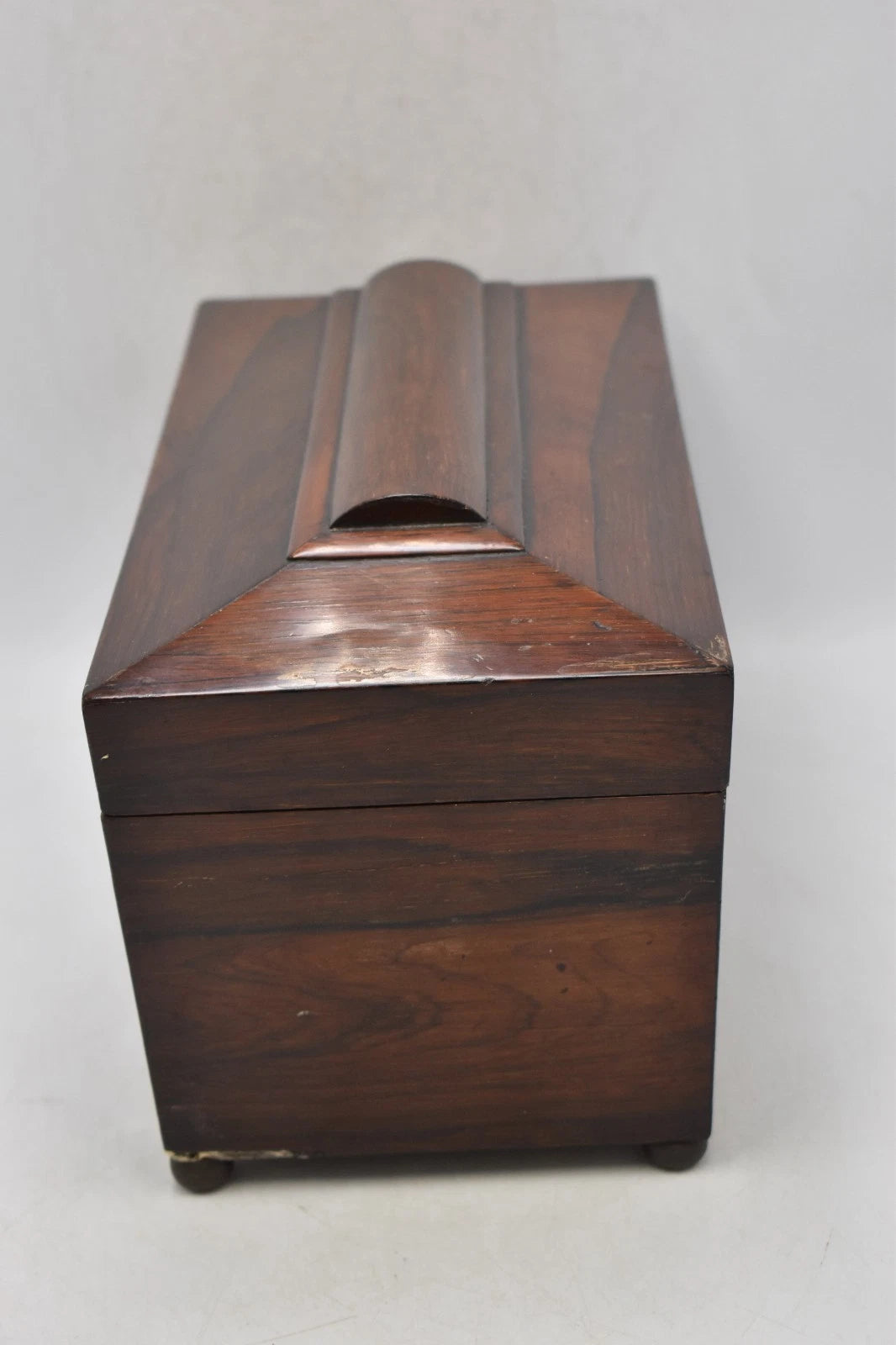 Antique Victorian Rosewood Tea Caddy Sarcophagus Box – 31x14x15cm
