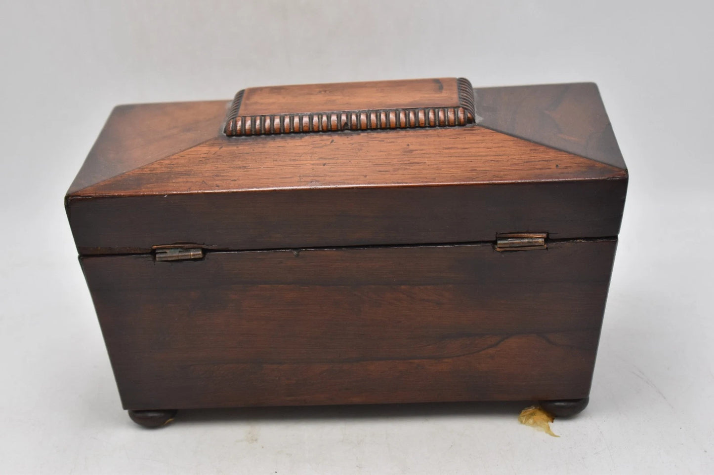 Antique Rosewood Tea Caddy Sarcophagus Shaped 23cm x 12.5cm x 11.5cm