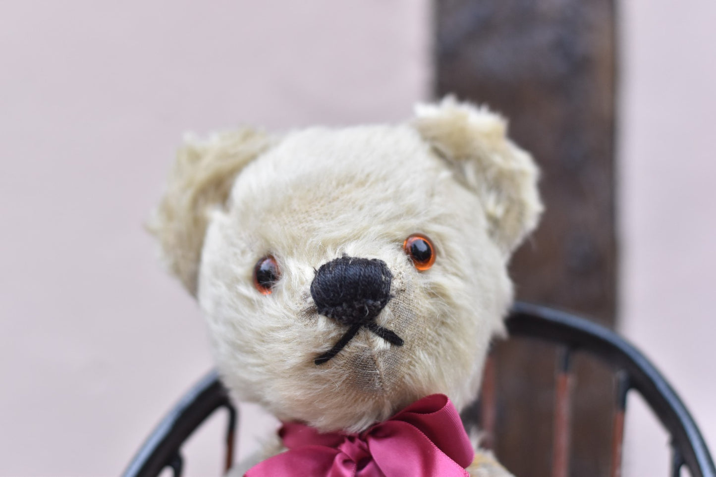 Vintage 1940s English Mohair Teddy Bear 34cm, Fully Jointed, Glass Eyes